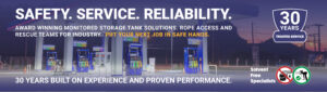 Image of a petrol forecourt and highlighting Abfad's 30 years of service